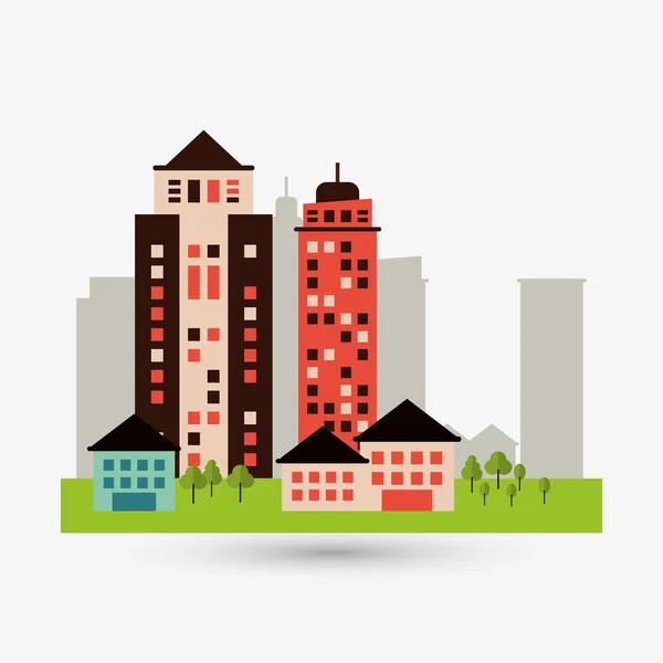Diseño de ciudad. Icono del edificio. Ilustración aislada, vector editable — Vector de stock
