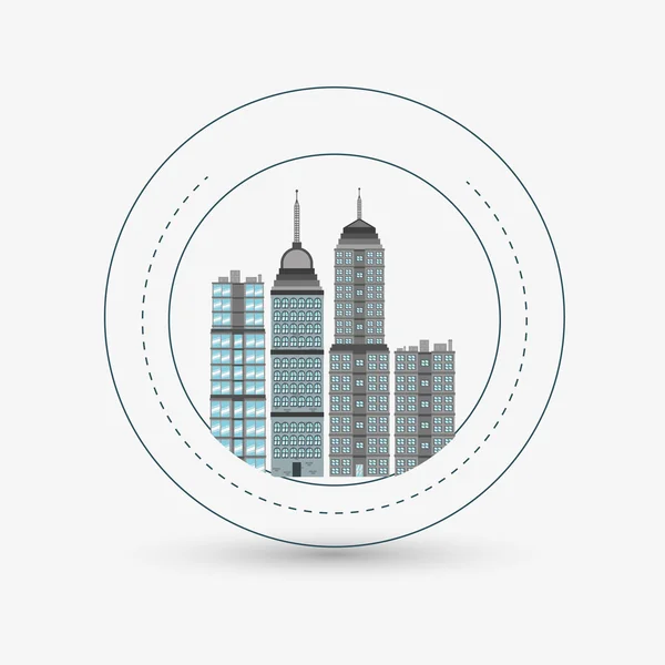 Diseño de ciudad. Icono del edificio. Ilustración aislada, vector editable — Vector de stock