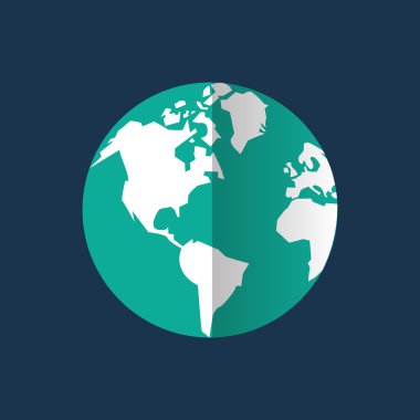 Planet tasarım. Dünya simgesi. Düz illüstrasyon