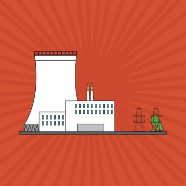 Endüstri tasarımı. Fabrika simgesi. Düz illüstrasyon