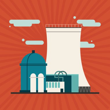 Endüstri tasarımı. Fabrika simgesi. Düz illüstrasyon