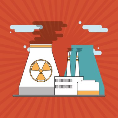 Endüstri tasarımı. Fabrika simgesi. Düz illüstrasyon