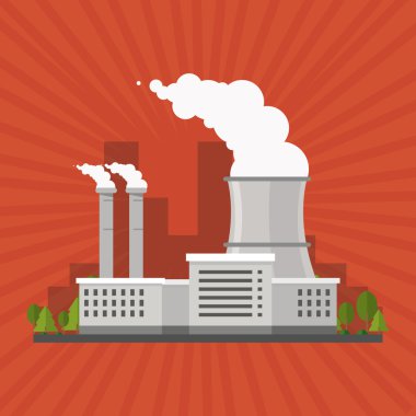 Endüstri tasarımı. Fabrika simgesi. Düz illüstrasyon