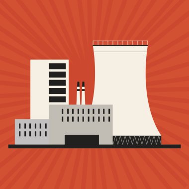 Endüstri tasarımı. Fabrika simgesi. Düz illüstrasyon