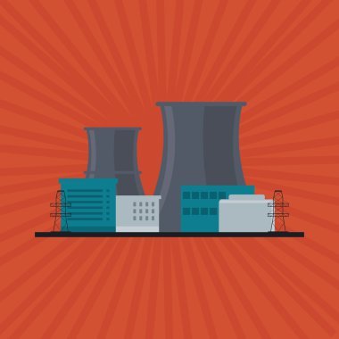 Endüstri tasarımı. Fabrika simgesi. Düz illüstrasyon
