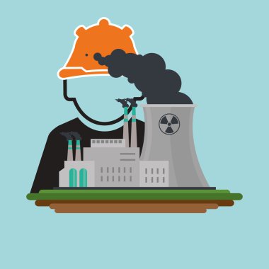 Endüstri tasarımı. Fabrika simgesi. Düz illüstrasyon