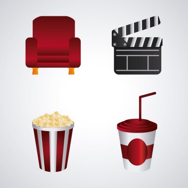 Sinema tasarım. Film kavramı. Düz illüstrasyon