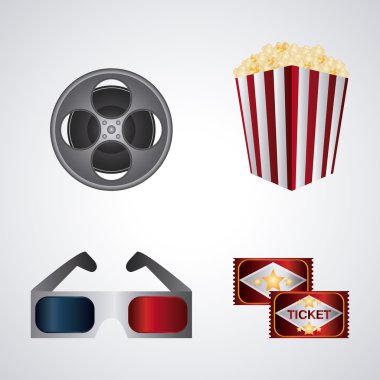 Sinema tasarım. Film kavramı. Düz illüstrasyon