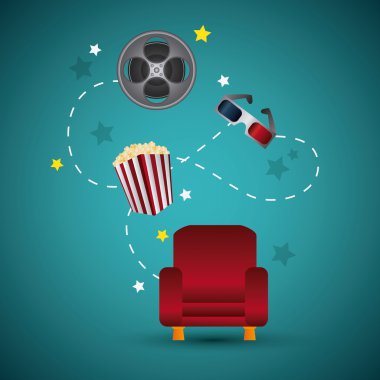 Sinema tasarım. Film kavramı. Düz illüstrasyon