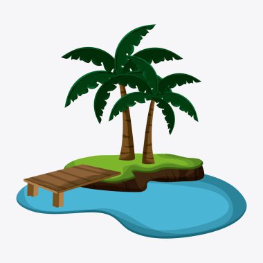 Plaj tasarım. Yaz simgesi. Renkli resimde