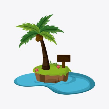 Plaj tasarım. Yaz simgesi. Renkli resimde