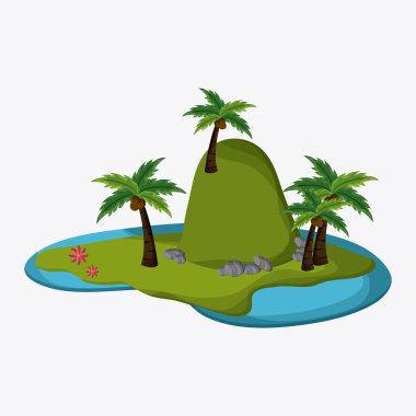 Plaj tasarım. Yaz simgesi. Renkli resimde