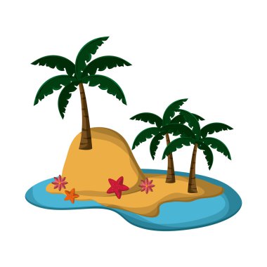 Plaj tasarım. Yaz simgesi. Renkli resimde