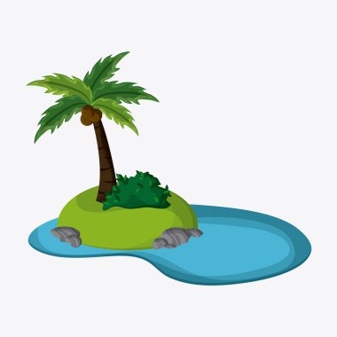 Plaj tasarım. Yaz simgesi. Renkli resimde