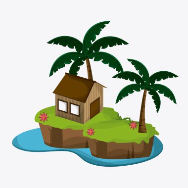 Plaj tasarım. Yaz simgesi. Renkli resimde