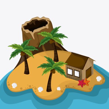 Plaj tasarım. Yaz simgesi. Renkli resimde