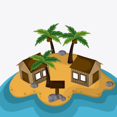 Plaj tasarım. Yaz simgesi. Renkli resimde