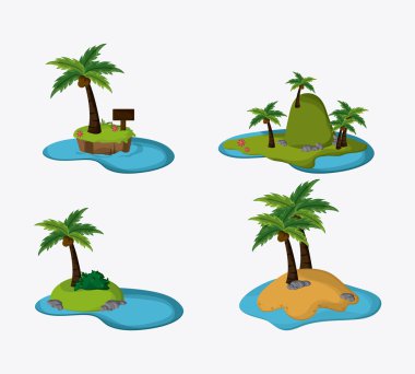 Plaj tasarım. Yaz simgesi. Renkli resimde