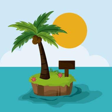 Plaj tasarım. Yaz simgesi. Renkli resimde