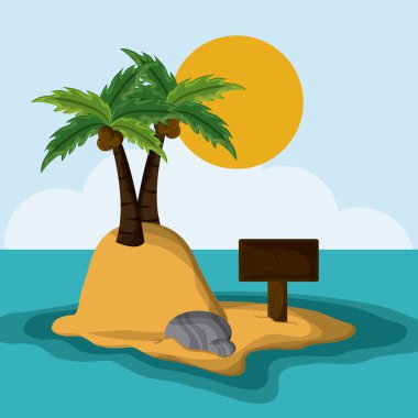 Plaj tasarım. Yaz simgesi. Renkli resimde