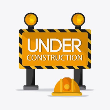 İnşaat tasarım altında. aracı simgesi. Renkli resimde