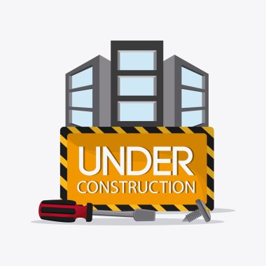 İnşaat tasarım altında. aracı simgesi. Renkli resimde