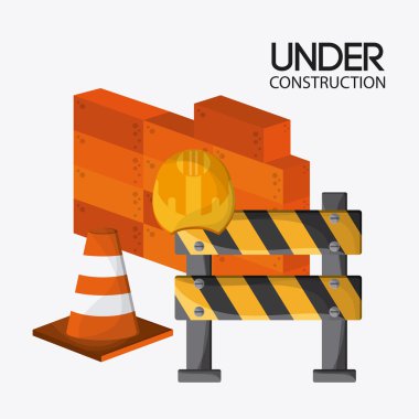 İnşaat tasarım altında. aracı simgesi. Renkli resimde