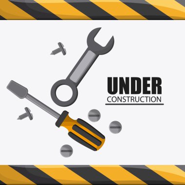 İnşaat tasarım altında. aracı simgesi. Renkli resimde