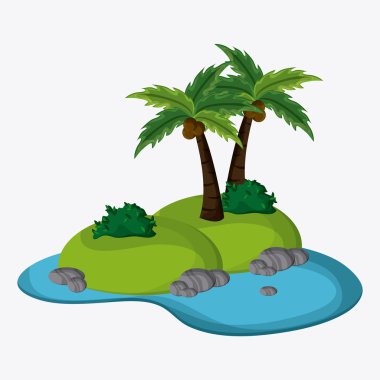 Plaj tasarım. Palmiye ağacı simgesi. Renkli resimde