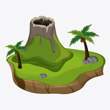 Plaj tasarım. Palmiye ağacı simgesi. Renkli resimde