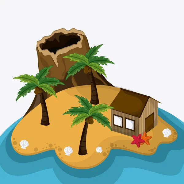 Plaj tasarım. Yaz simgesi. Renkli resimde