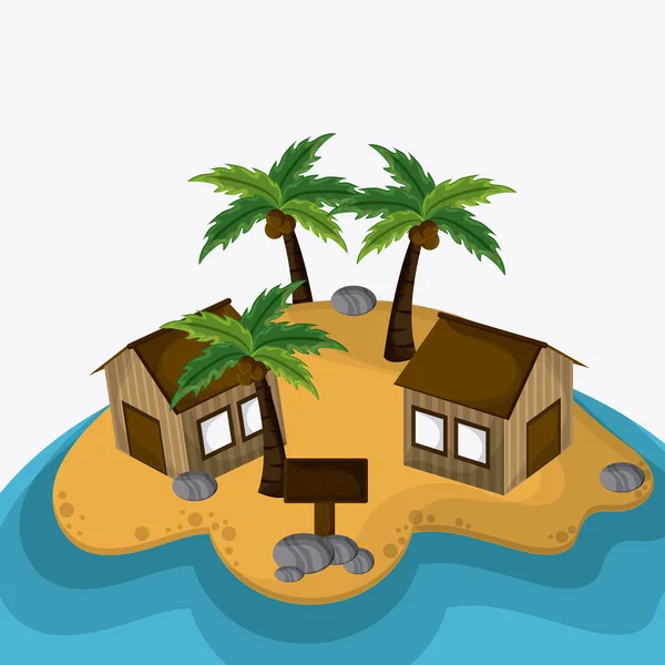 Plaj tasarım. Yaz simgesi. Renkli resimde