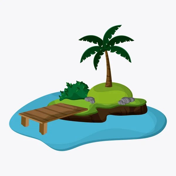 Plaj tasarım. Palmiye ağacı simgesi. Renkli resimde — Stok Vektör