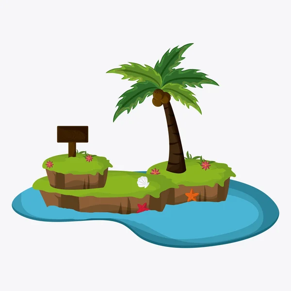 Strandgestaltung. Palmensymbol. Bunte Illustration — Stockvektor