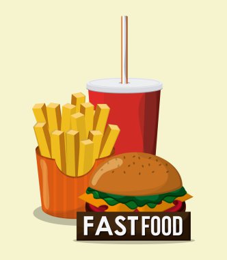 Fast food tasarım. menü simgesini. Renkli resimde