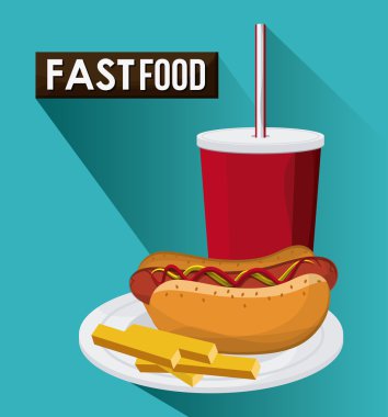 Fast food tasarım. menü simgesini. Renkli resimde