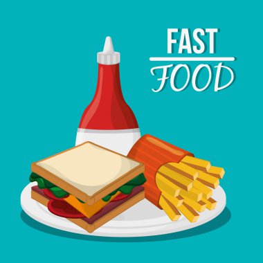 Fast food tasarım. menü simgesini. Renkli resimde