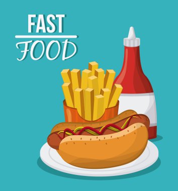 Fast food tasarım. menü simgesini. Renkli resimde