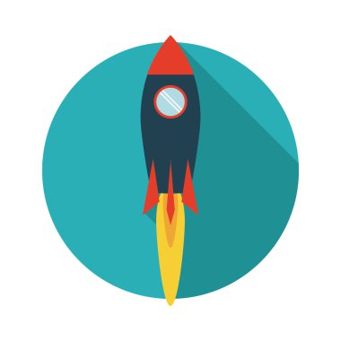 Roket desing. Uzay gemisi simgesi. Düz illüstrasyon , değiştirilebilir vektör