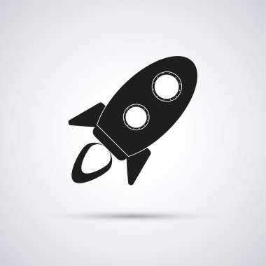 Roket desing. Uzay gemisi simgesi. Düz illüstrasyon , değiştirilebilir vektör