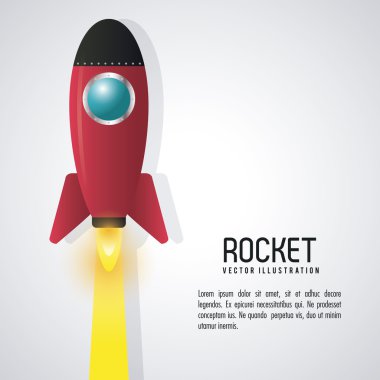 Roket desing. Uzay gemisi simgesi. Düz illüstrasyon , değiştirilebilir vektör