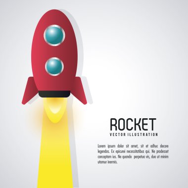 Roket desing. Uzay gemisi simgesi. Düz illüstrasyon , değiştirilebilir vektör