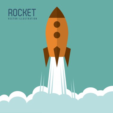 Roket desing. Uzay gemisi simgesi. Düz illüstrasyon , değiştirilebilir vektör