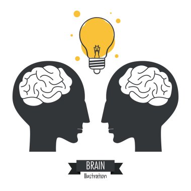 Beyin tasarım. Zihin kavramı. Beyaz arka plan, düzenlenebilir vektör