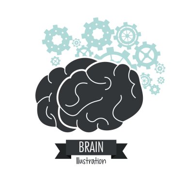 Beyin tasarım. Zihin kavramı. Beyaz arka plan, düzenlenebilir vektör