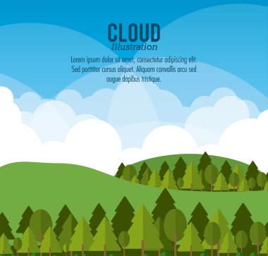 Bulut tasarım. Wheater simgesi. Renkli resimde