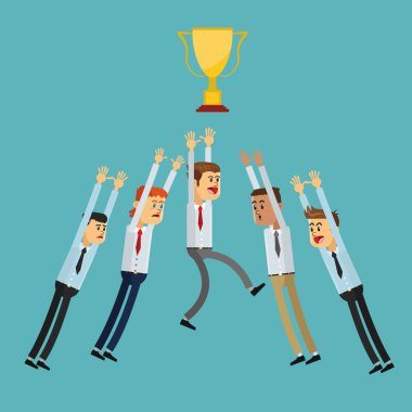 Kazanan tasarım. Başarı simgesi. Renkli resimde