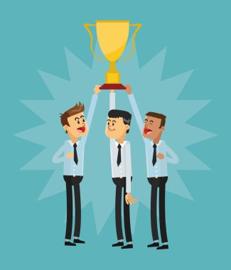 Kazanan tasarım. Başarı simgesi. Renkli resimde