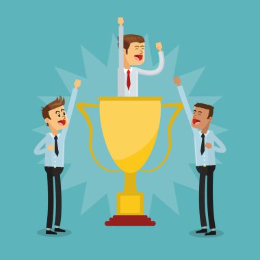Kazanan tasarım. Başarı simgesi. Renkli resimde