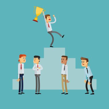 Kazanan tasarım. Başarı simgesi. Renkli resimde